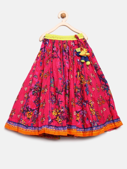 

BIBA Girls Pink Floral Print Maxi Flared Skirt