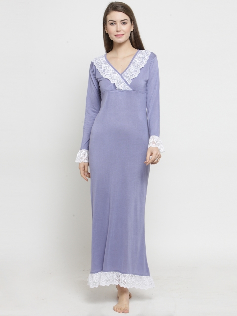 

Claura Purple Solid Nightdress Cot-122-nighty