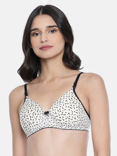 

Lady Love White Printed Non-Wired Lightly Padded Everyday Bra LLBR1031