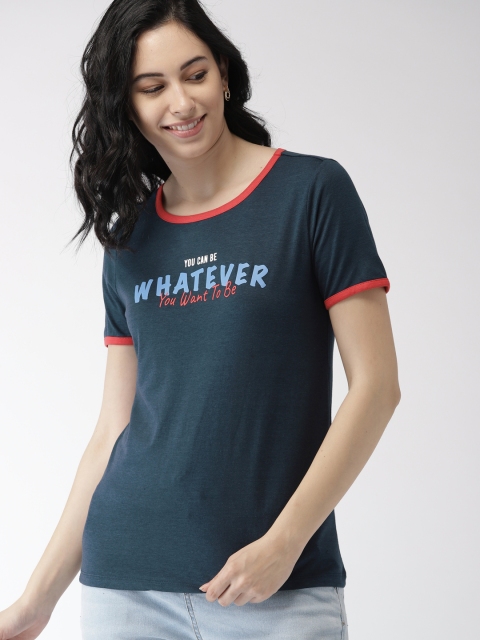

Mast & Harbour Women Navy Blue Printed Round Neck T-shirt