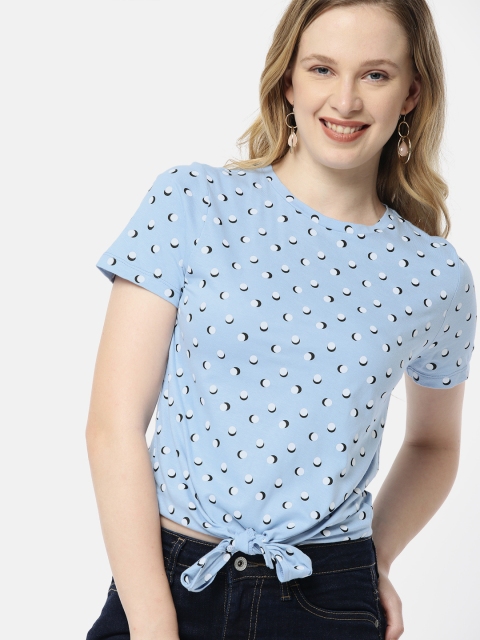 

Mast & Harbour Women Blue & White Printed Top