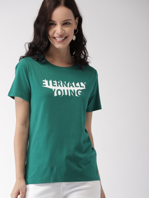

Mast & Harbour Women Green Printed Round Neck T-shirt