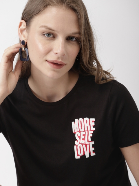 

Mast & Harbour Women Black Printed T-shirt