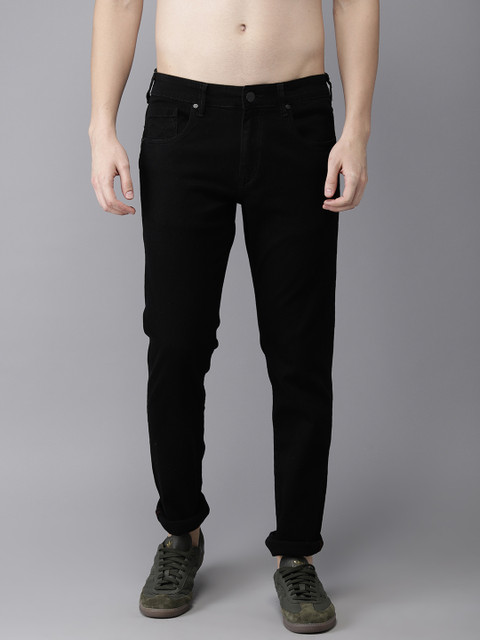 

HERE&NOW Men Black Slim Fit Mid-Rise Clean Look Stretchable Jeans