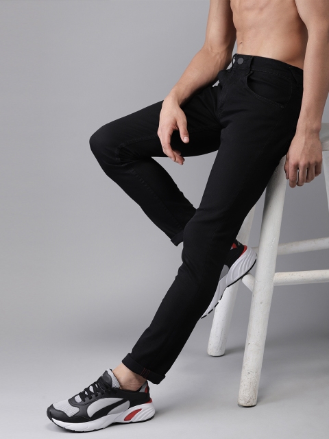 

HERE&NOW Men Black Skinny Fit Mid-Rise Clean Look Stretchable Jeans