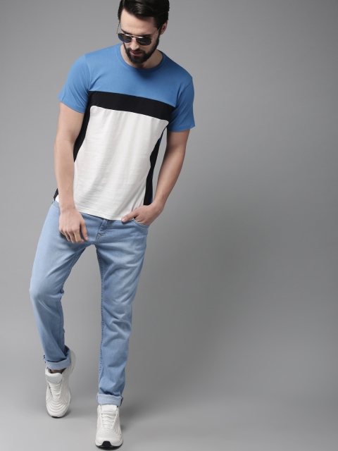 

HERE&NOW Men Blue Skinny Fit Mid-Rise Clean Look Stretchable Jeans