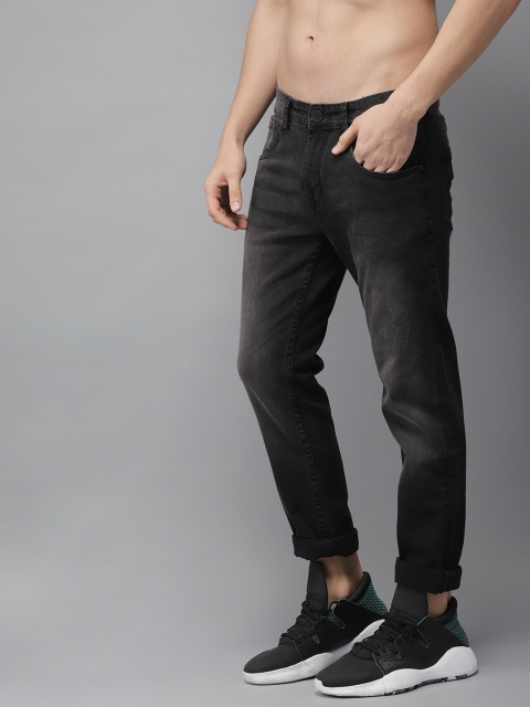 

HERE&NOW Men Black Slim Fit Mid-Rise Clean Look Stretchable Jeans