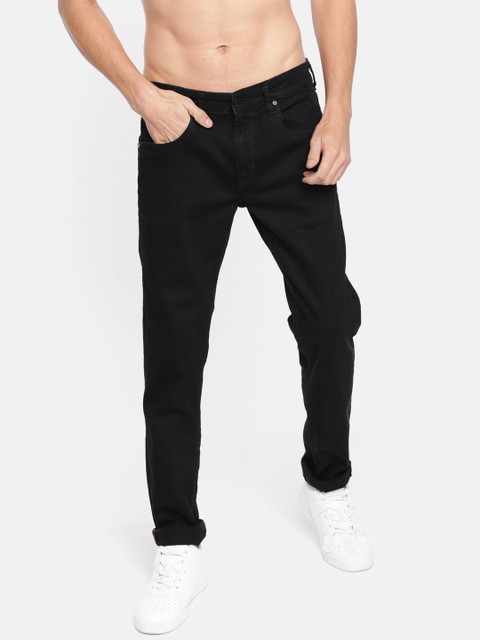 

HERE&NOW Men Black Slim Fit Mid-Rise Clean Look Stretchable Jeans