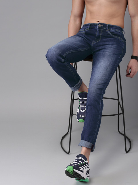 

HERE&NOW Men Blue Slim Fit Mid-Rise Clean Look Stretchable Jeans