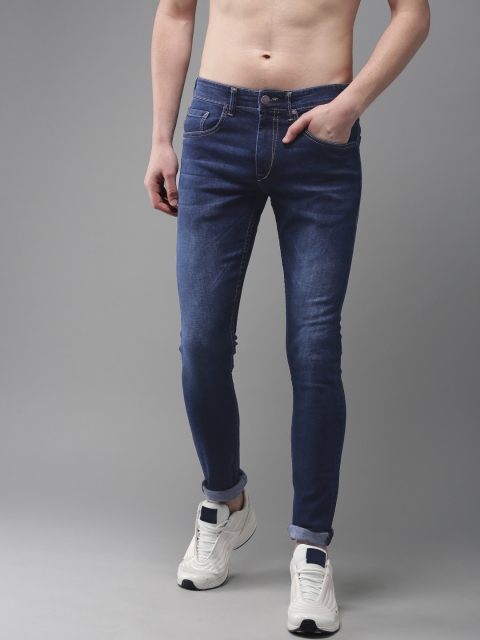 

HERE&NOW Men Navy Blue Skinny Fit Mid-Rise Clean Look Stretchable Jeans