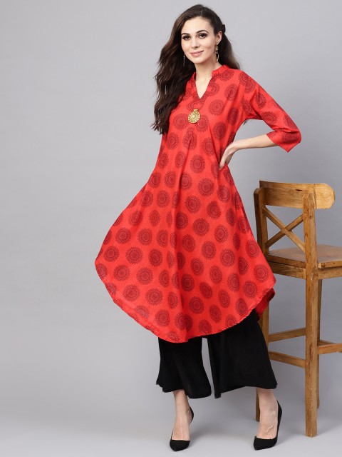

SOJANYA Women Red & Black Printed A-Line Kurta