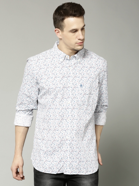 

French Connection Off-White Floral Print Casual Shirt