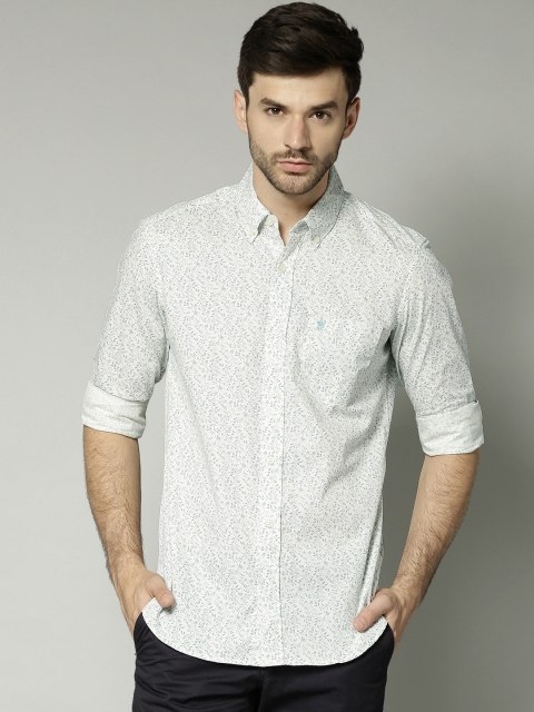 

French Connection Off-White Floral Print Casual Shirt