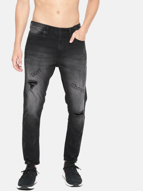 

Moda Rapido Men Black Slim Fit Mid-Rise Mildly Distressed Stretchable Printed Jeans