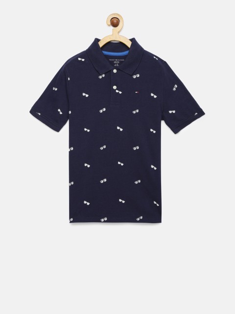 

Tommy Hilfiger Boys Navy Blue Printed Polo Collar T-shirt