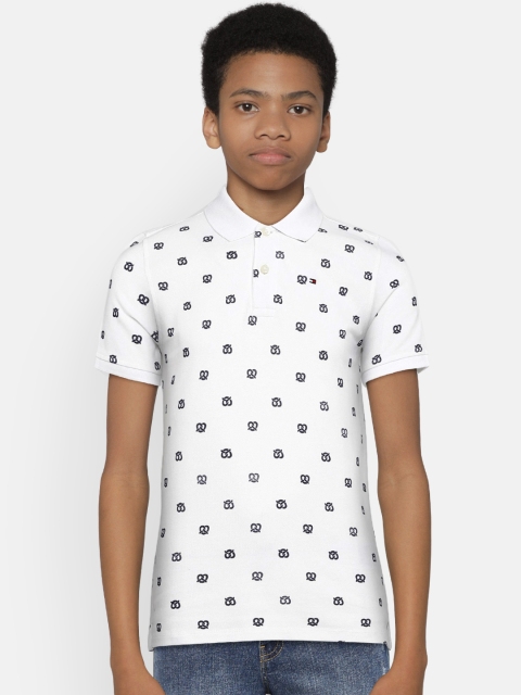

Tommy Hilfiger Boys White Printed Polo Collar T-shirt