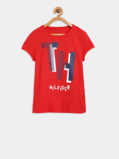 

Tommy Hilfiger Girls Red Printed Round Neck T-shirt