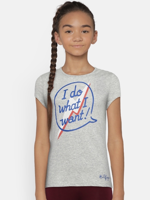 

Tommy Hilfiger Girls Grey Printed Round Neck T-shirt
