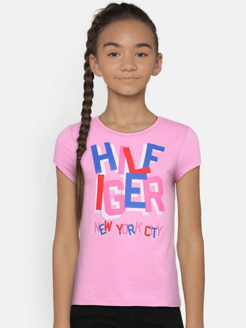 

Tommy Hilfiger Girls Pink Printed Round Neck T-shirt
