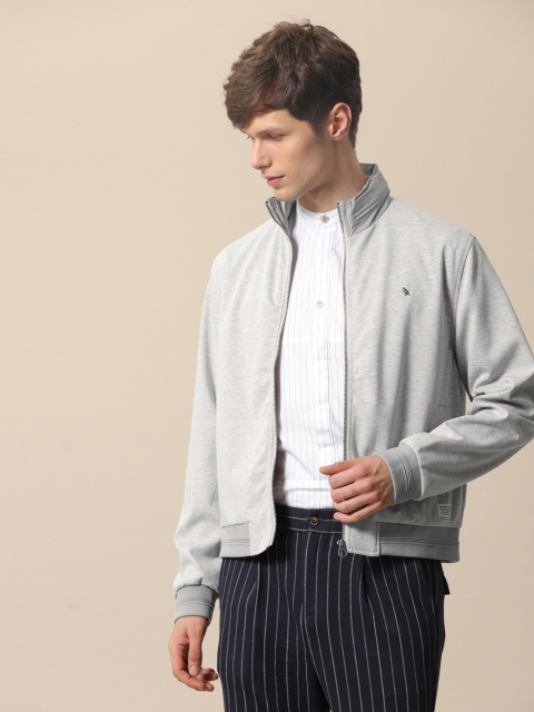 

Mr Bowerbird Men Grey Melange Solid Tailored Fit Bomber Jacket