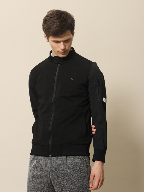 

Mr Bowerbird Men Black Solid Tailored Fit Bomber Jacket