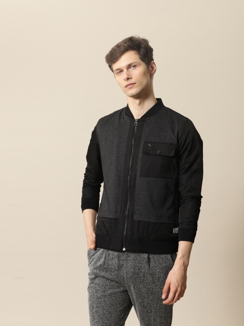 

Mr Bowerbird Men Black Solid Tailored Fit Bomber Jacket