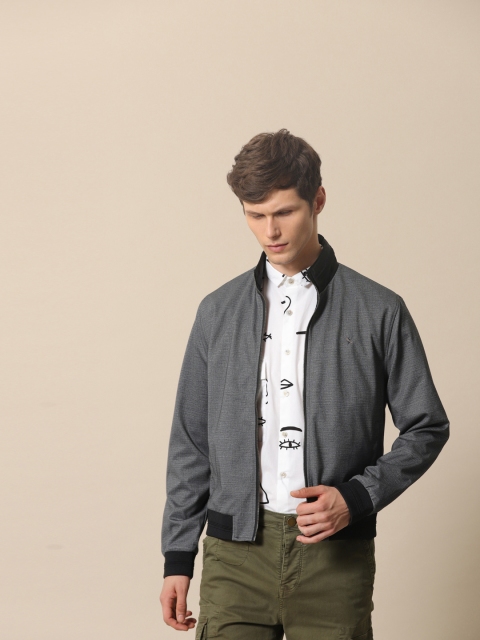 

Mr Bowerbird Men Grey Solid Tailored Fit Bomber Jacket