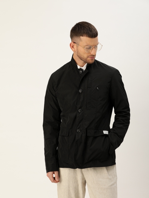 

Mr Bowerbird Men Black Solid Windcheater Tailored Fit Sporty Jacket