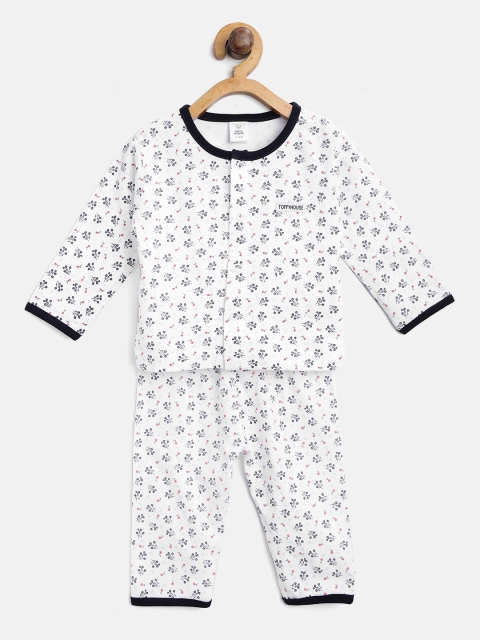 

TOFFY HOUSE Girls White & Black Printed Night suit 20371
