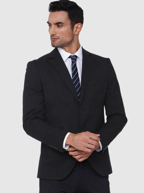 

SELECTED Men Navy Blue & Charcoal Grey Self Design Slim Fit Single-Breasted Formal Blazer