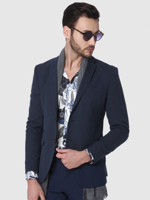 

SELECTED Men Navy Blue Solid Single Breasted Casual Blazer