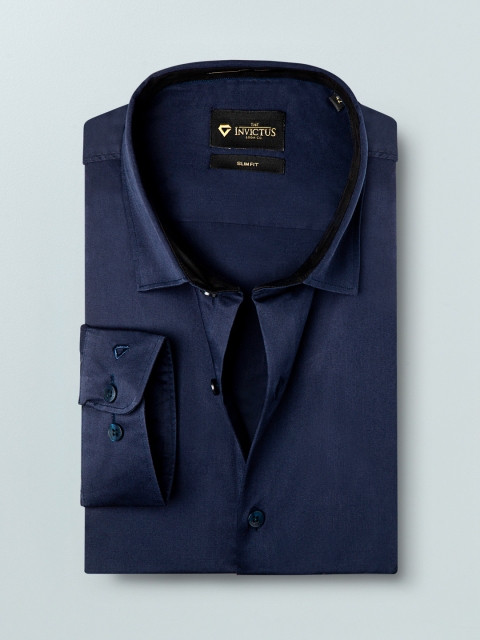 

INVICTUS Men Navy Blue Slim Fit Solid Smart Casual Shirt