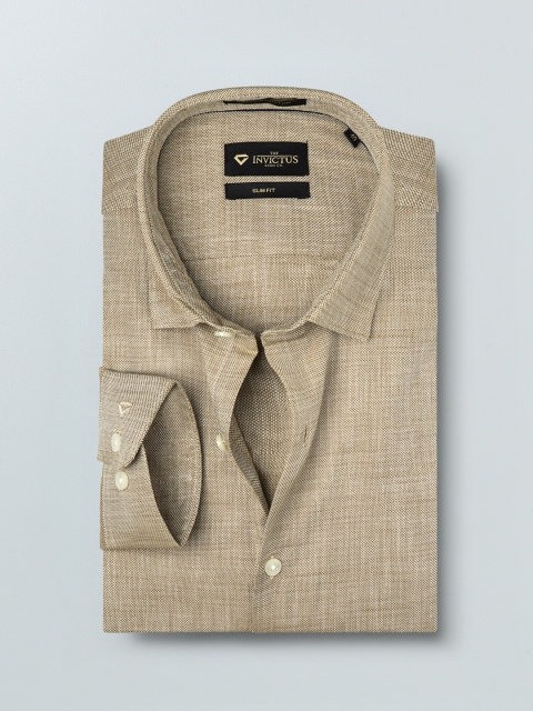 

INVICTUS Men Khaki Slim Fit Self Design Formal Shirt