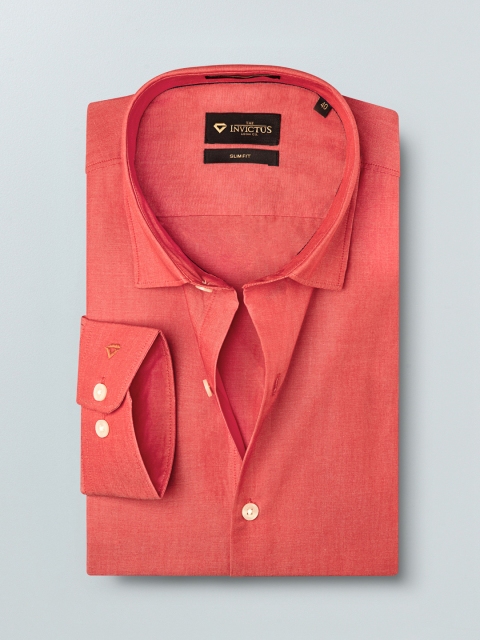 

INVICTUS Men Coral Red Slim Fit Solid Formal Shirt