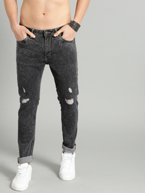 

Roadster Men Black Skinny Fit Mid-Rise Mildly Distressed Stretchable Jeans