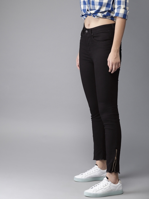 

HERE&NOW Women Black Skinny Fit High-Rise Clean Look Stretchable Jeans