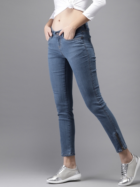 

HERE&NOW Women Blue Skinny Fit Mid-Rise Clean Look Stretchable Jeans