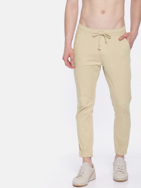 

HERE&NOW Men Beige Regular Fit Solid Joggers
