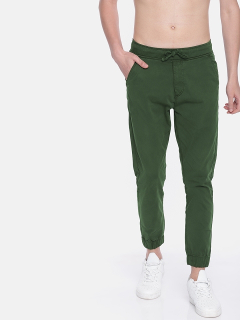 

HERE&NOW Men Olive Green Regular Fit Solid Joggers