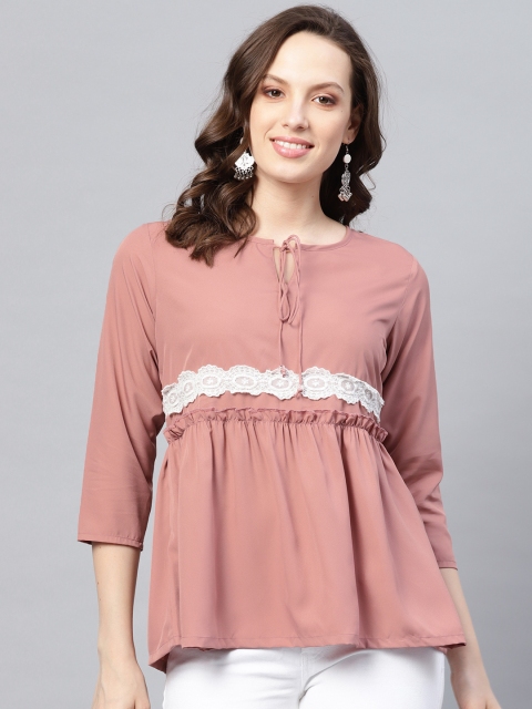 

Bhama Couture Women Dusty Pink Solid A-Line Top