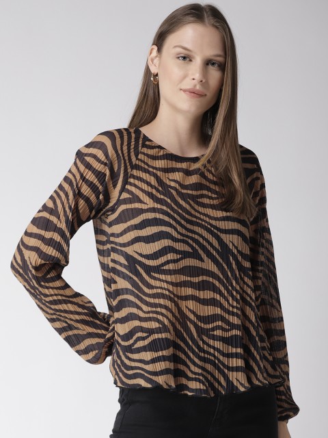 

Marks & Spencer Women Brown & Black Printed A-Line Top