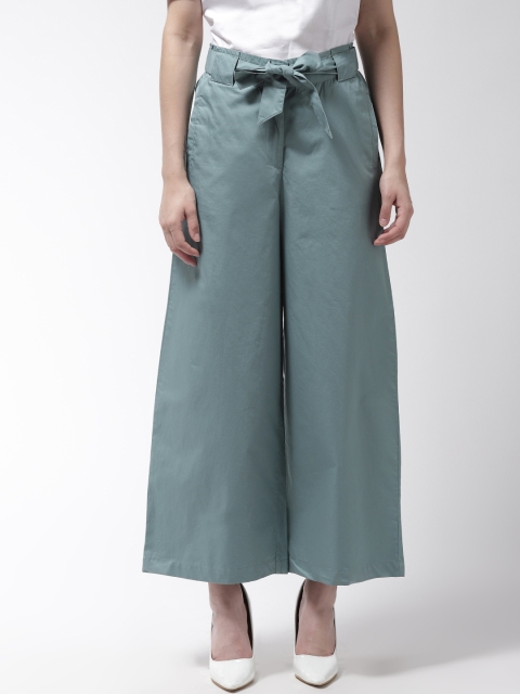 

Marks & Spencer Women Green Solid Regular Parallel Trousers