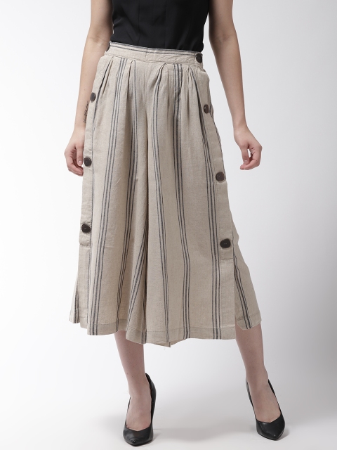 

Marks & Spencer Women Beige Striped Culottes
