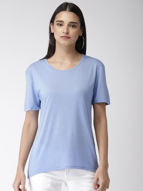 

Marks & Spencer Women Blue Solid Round Neck T-shirt