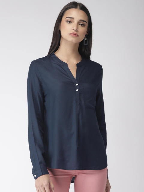 

Marks & Spencer Women Navy Blue Solid Shirt Style Top