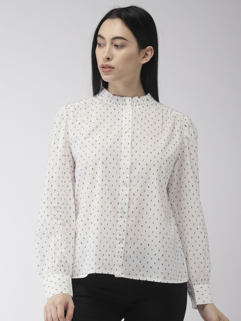 

Marks & Spencer Women White & Black Regular Fit Self Design Casual Shirt