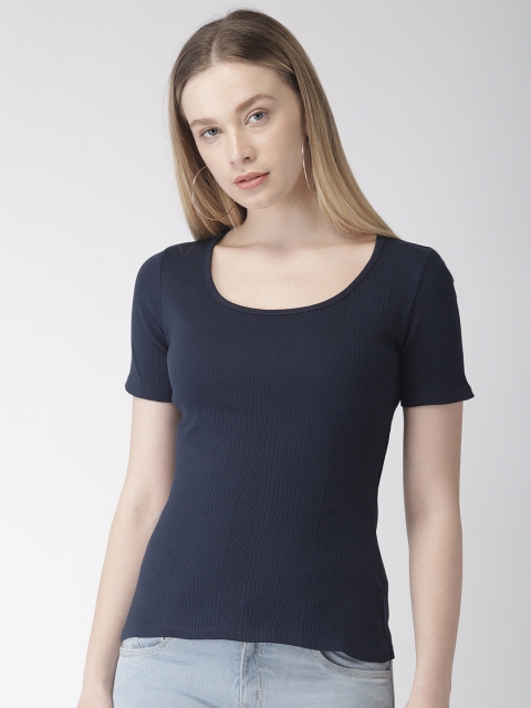 

Marks & Spencer Women Navy Blue Solid Round Neck T-shirt