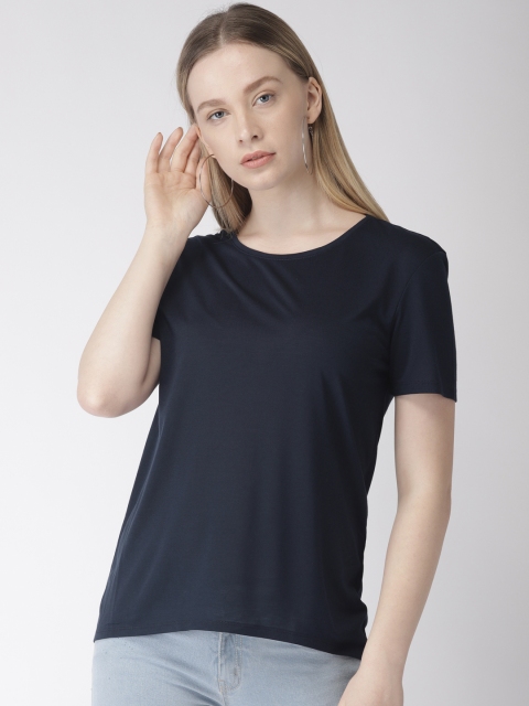 

Marks & Spencer Women Navy Blue Solid Round Neck T-shirt