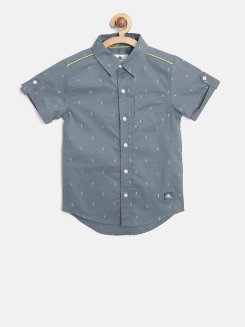 

Cherry Crumble Boys Grey Regular Fit Printed Casual Shirt