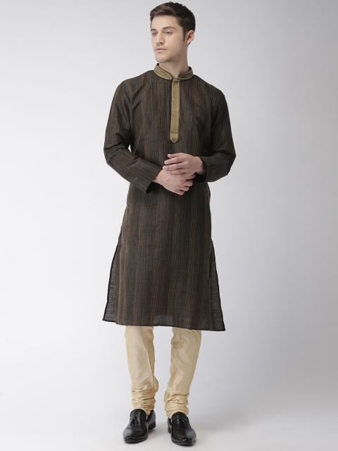 

Ethnix by Raymond Black & Khaki Self Design Kurta with Pyjamas